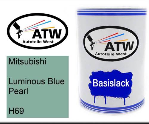 Mitsubishi, Luminous Blue Pearl, H69: 500ml Lackdose, von ATW Autoteile West.